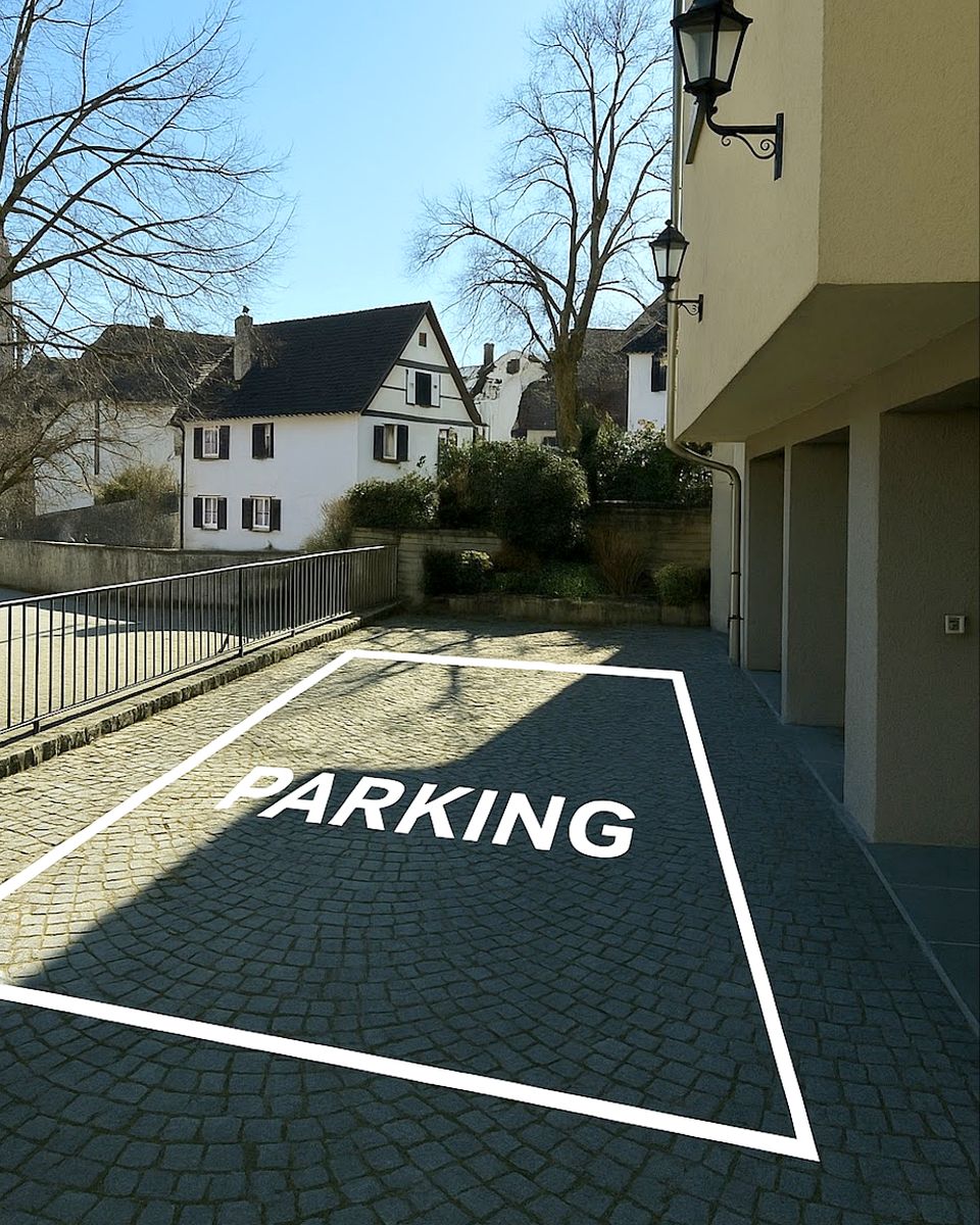 병원 뒤 주차장 · Parkplatz hinter der Praxis